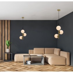 DUO Pakabinamas šviestuvas Juoda Aukso Matinė 3X15W E14 Balta