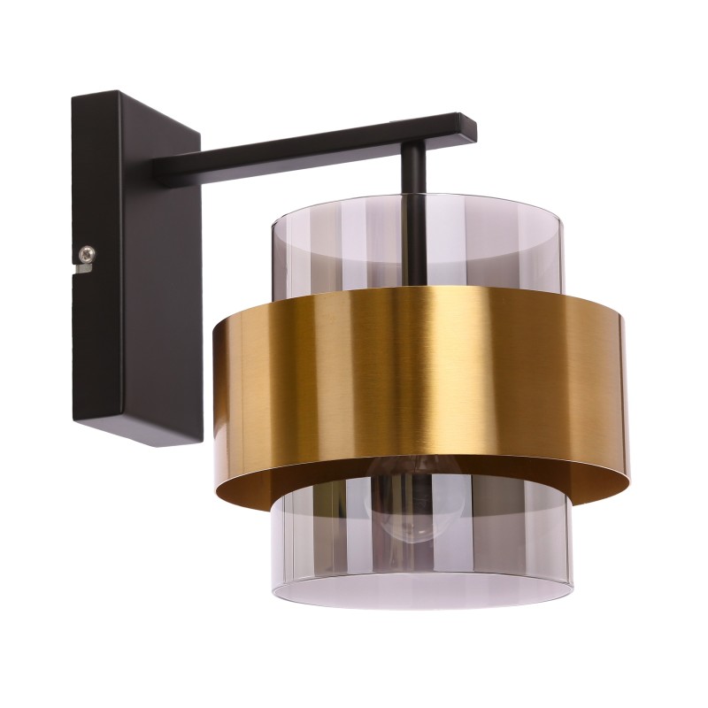 Spiega Sieninis šviestuvas Juoda +brass 1xE27 smokey