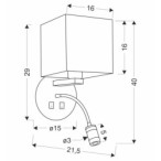 MAGNUM 1 Sieninis šviestuvas 1xE27+3W LED Square Balta