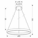 Hashim Pakabinamas šviestuvas 60cm Aukso 34W 4000K LED Krištoliukai