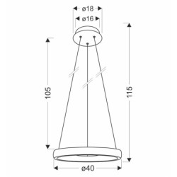Hashim Pakabinamas šviestuvas 40cm Aukso 22W LED 4000K Krištoliukai