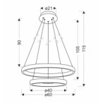 Hashim Pakabinamas šviestuvas 60+40cm Aukso 22W+34W 4000K LED Krištoliukai