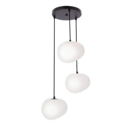 STONES Pakabinamas šviestuvas Juoda 20cm 3xE27 Balta
