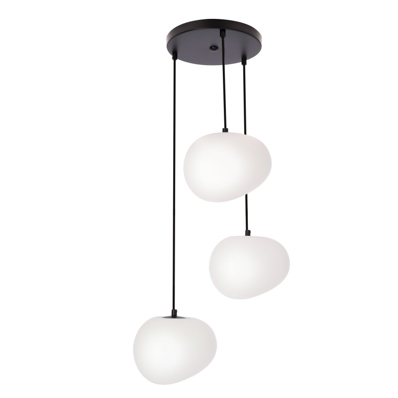 STONES Pakabinamas šviestuvas Juoda 20cm 3xE27 Balta