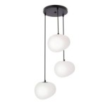 STONES Pakabinamas šviestuvas Juoda 20cm 3xE27 Balta