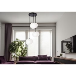 STONES Pakabinamas šviestuvas Juoda 20cm 3xE27 Balta