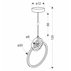 LACRIMA Pakabinamas šviestuvas Juoda 20cm 15W LED 3000K