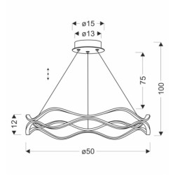 Pakabinamas šviestuvas Vave LED 38W 3000K D:50cm Aukso