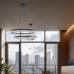 Pakabinamas šviestuvas FROZI LED 38W 3000K D:60cm Juodas