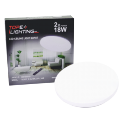 Lubinis LED šviestuvas SOPOT 36W (2x18W), apvalus, CCT, su nuotolinio valdymo pultu