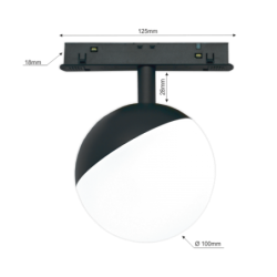 Magnetinis 7W LED šviestuvas Burbulas TAMPA CCT, Smart (Tuya), Juodas 48V