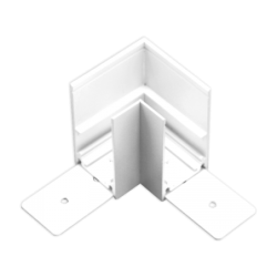 Metalinė kampinė (prie lubų 90°) jungtis paviršiniams magnetinės sistemos TAMPA bėgeliams, balta, 70×25×50 mm