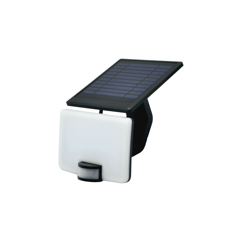 LED lauko prožektorius su saulės baterija ir PIR davikliu VISTA 10W 4000K, IP54, juodas