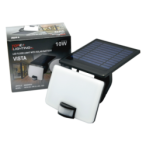 LED lauko prožektorius su saulės baterija ir PIR davikliu VISTA 10W 4000K, IP54, juodas