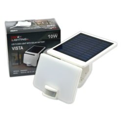 LED lauko prožektorius su saulės baterija ir PIR davikliu VISTA 10W 4000K, IP54, baltas