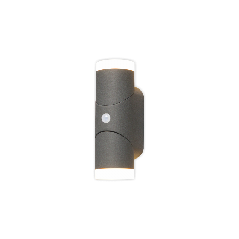 LED sieninis lauko šviestuvas SANOSENS 2×6W 3000K, IP65 IK08, su judesio davikliu