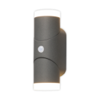 LED sieninis lauko šviestuvas SANOSENS 2×6W 3000K, IP65 IK08, su judesio davikliu