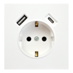 Kištukinis lizdas su USB ir Type-C, BORA, Baltas (su įžeminimu, be rėmelio)