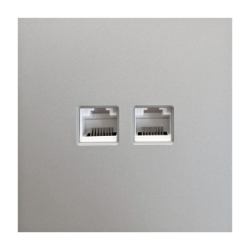 Telefono (RJ11) ir Kompiuterio (RJ45) lizdas, BORA, Pilkas (be rėmelio)