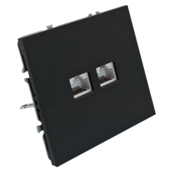 Telefono (RJ11) ir Kompiuterio (RJ45) lizdas, BORA, Juodas (be rėmelio)