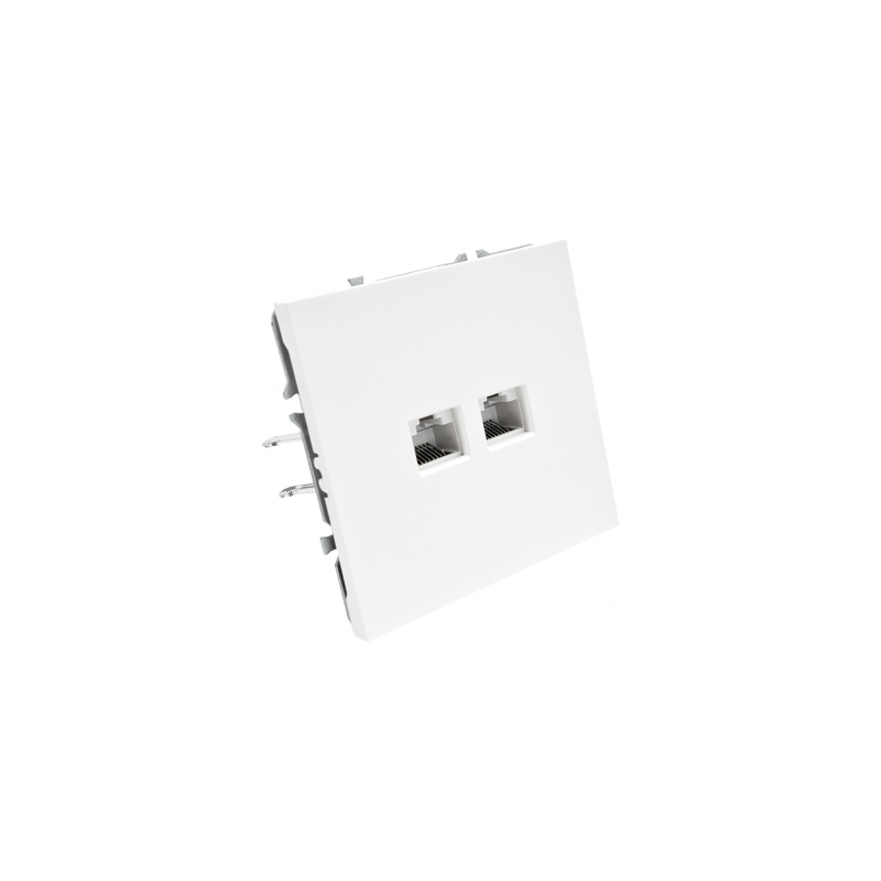Telefono (RJ11) ir Kompiuterio (RJ45) lizdas, BORA, Baltas (be rėmelio)