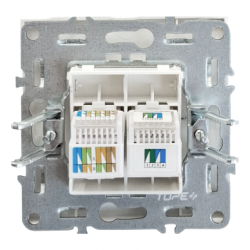 Telefono (RJ11) ir Kompiuterio (RJ45) lizdas, BORA, Baltas (be rėmelio)