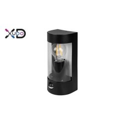 Sieninis šviestuvas (XD-QA101B) E27 LED IP44 PC JUODA PIR judesio daviklis