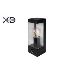 Sieninis šviestuvas (XD-QA101S) E27 LED IP44 PC PIR judesio daviklis JUODA
