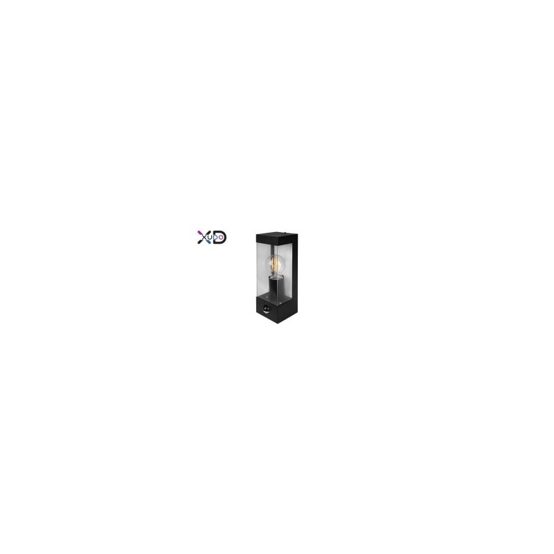 Sieninis šviestuvas (XD-QA101S) E27 LED IP44 PC PIR judesio daviklis JUODA