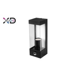 Sieninis šviestuvas (XD-QA101S) E27 LED IP44 PC PIR judesio daviklis JUODA