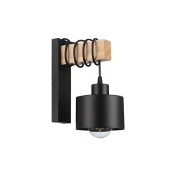 Sieninis šviestuvas E27 LED Elza x1 JUODA + Medis
