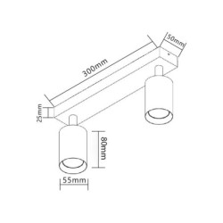 Sieninis - lubinis šviestuvas GU10 LED Bardo Reguliuojamas x2 BALTA