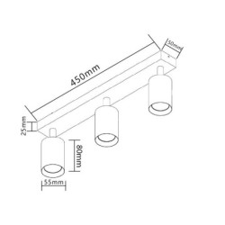 Sieninis - lubinis šviestuvas GU10 LED Bardo Reguliuojamas x3 BALTA