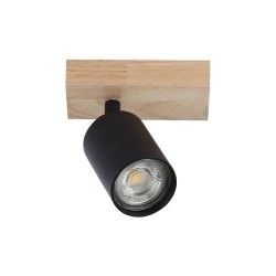 Sieninis - lubinis šviestuvas GU10 LED Dabi Reguliuojamas x1 JUODA + Atsparus vandeniui
