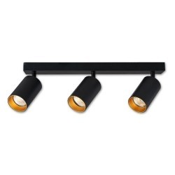Sieninis - lubinis šviestuvas GU10 LED Eris Gold Reguliuojamas x3 JUODA Aukso
