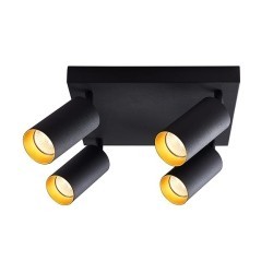 Lubinis šviestuvas GU10 LED Eris Gold Reguliuojamas x4 JUODA Aukso