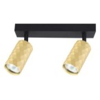 Sieninis - lubinis šviestuvas GU10 LED Glamour Reguliuojamas x2 JUODA+Aukso