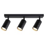 Sieninis - lubinis šviestuvas GU10 LED Glamour Reguliuojamas x3 JUODA