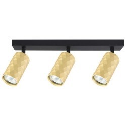 Sieninis - lubinis šviestuvas GU10 LED Glamour Reguliuojamas x3 JUODA+Aukso