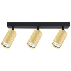 Sieninis - lubinis šviestuvas GU10 LED Glamour Reguliuojamas x3 JUODA+Aukso