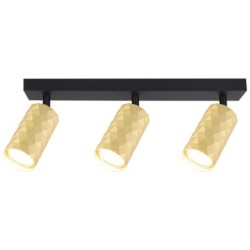 Sieninis - lubinis šviestuvas GU10 LED Glamour Reguliuojamas x3 JUODA+Aukso