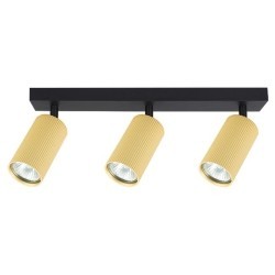 Sieninis - lubinis šviestuvas GU10 LED Lucerno Reguliuojamas x3 JUODA+Aukso