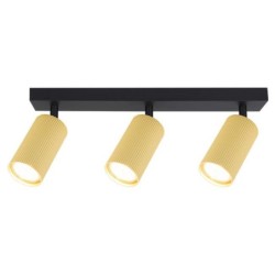 Sieninis - lubinis šviestuvas GU10 LED Lucerno Reguliuojamas x3 JUODA+Aukso
