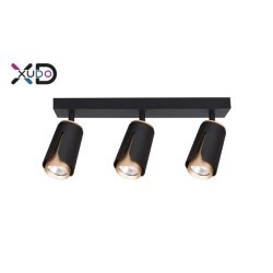 Sieninis - lubinis šviestuvas (XD-IK263B) GU10 LED x3 JUODA+Aukso
