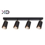 Sieninis šviestuvas (XD-IK264B) GU10 LED x4 JUODA+Aukso