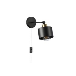 Sieninis šviestuvas E27 LED Elza Reguliuojamas x1 JUODA + Vario Kištukinis lizdas