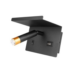 Sieninis šviestuvas skirtas skaitymui G9 Piero USB JUODA+Aukso