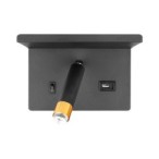 Sieninis šviestuvas skirtas skaitymui G9 Piero USB JUODA+Aukso