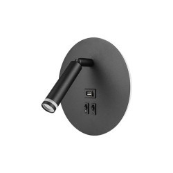 Sieninis šviestuvas skirtas skaitymui G9+LED Piero USB JUODA