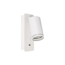 Sieninis šviestuvas skirtas skaitymui GU10 Ring 55mm BALTA USB
